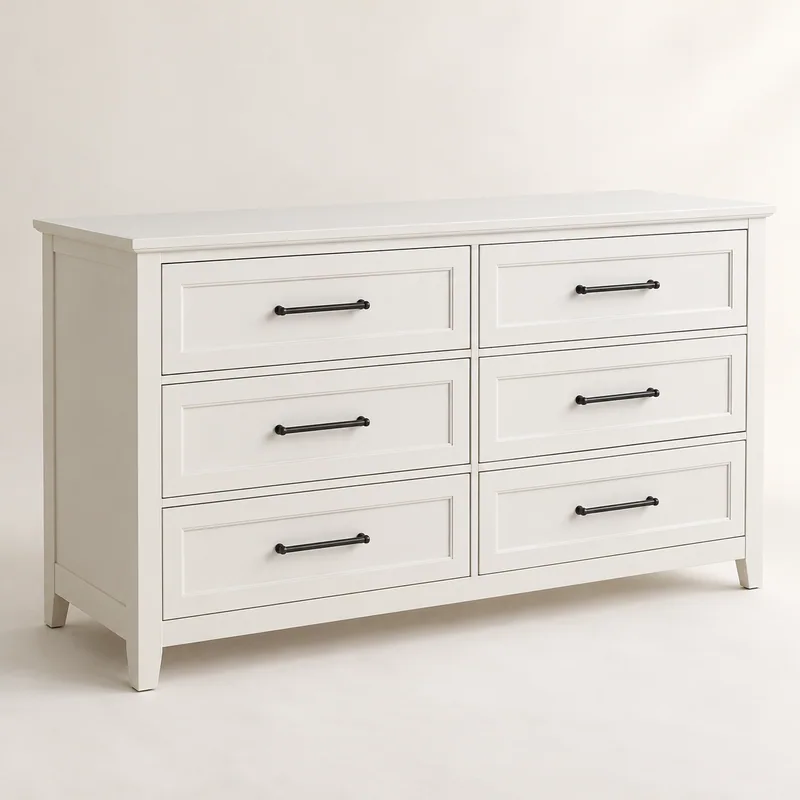 AI-generated unbranded dresser concept; not the actual SONGESAND wide 6-drawer