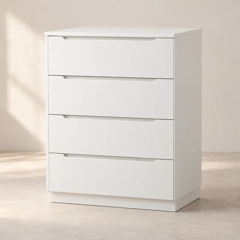 AI-generated unbranded dresser concept; not the actual STORKLINTA 4-drawer