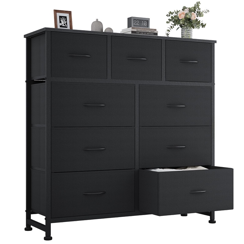 Black OLIXIS nine-drawer fabric storage dresser, exact ASIN B0FWBX39KX